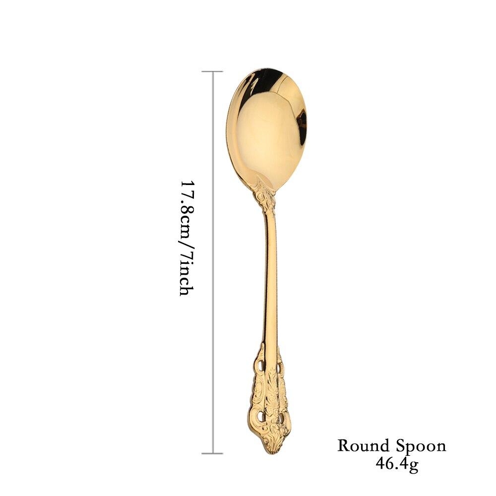 Gold Luxury Dinner Set Western Gold Plated Dinnerware Cutlery 18/10 Stainless Steel Vintage Kitchen Untensile Knife Fork Set