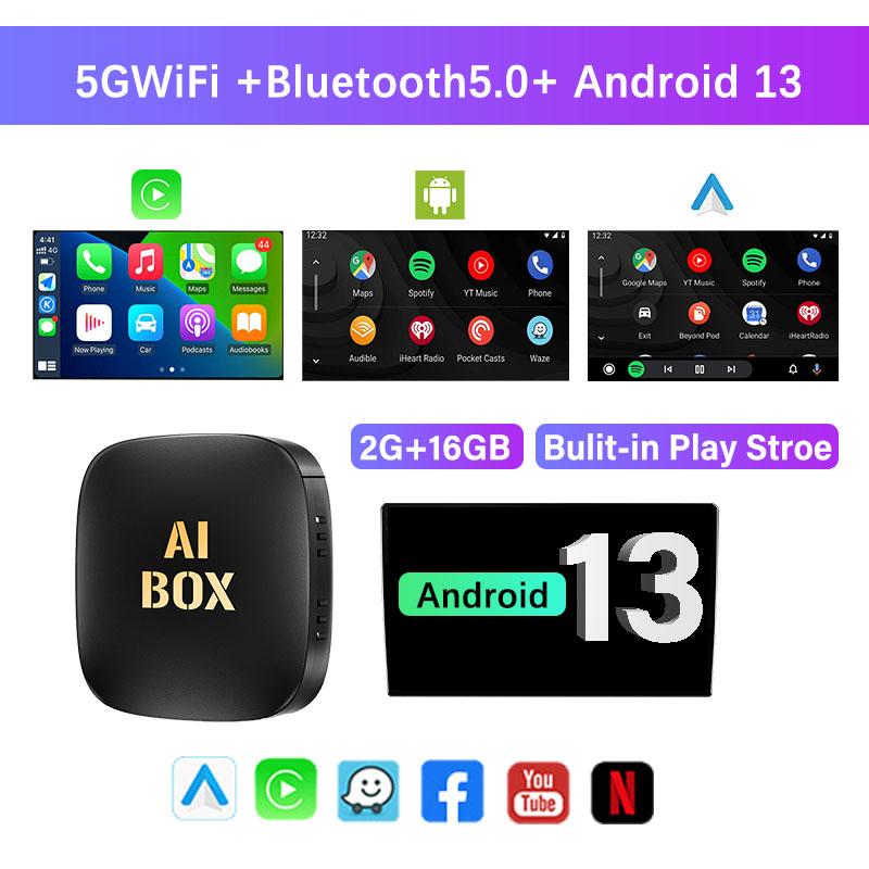 Android 13 Smart CarPlay Ai Box Проводной к Беспроводной CarPlay Беспроводной Android Auto Для Netflix Для YouTube GPS 5GWiFi Plug & Play