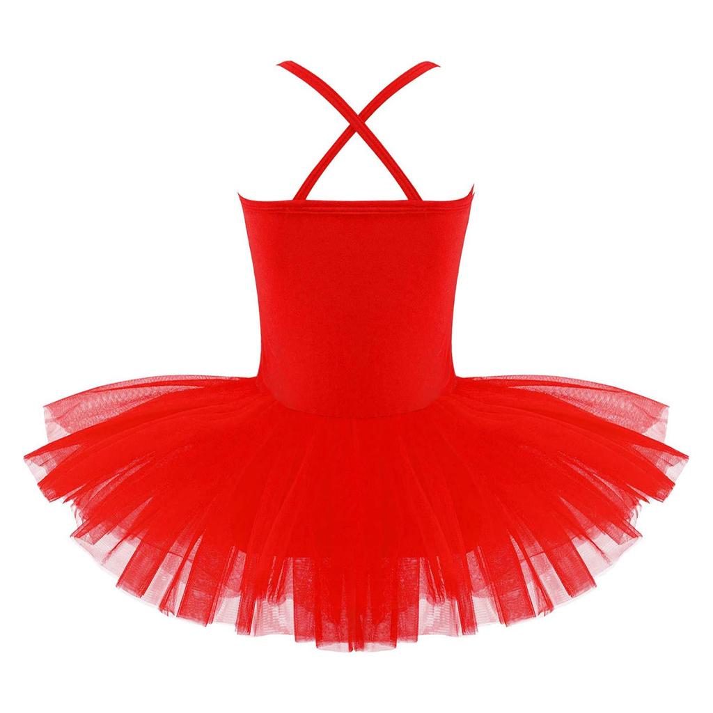 Kids Girls Ballet Dance Performance Costume Sequined Tutu Dress with Hair Tie Headwear