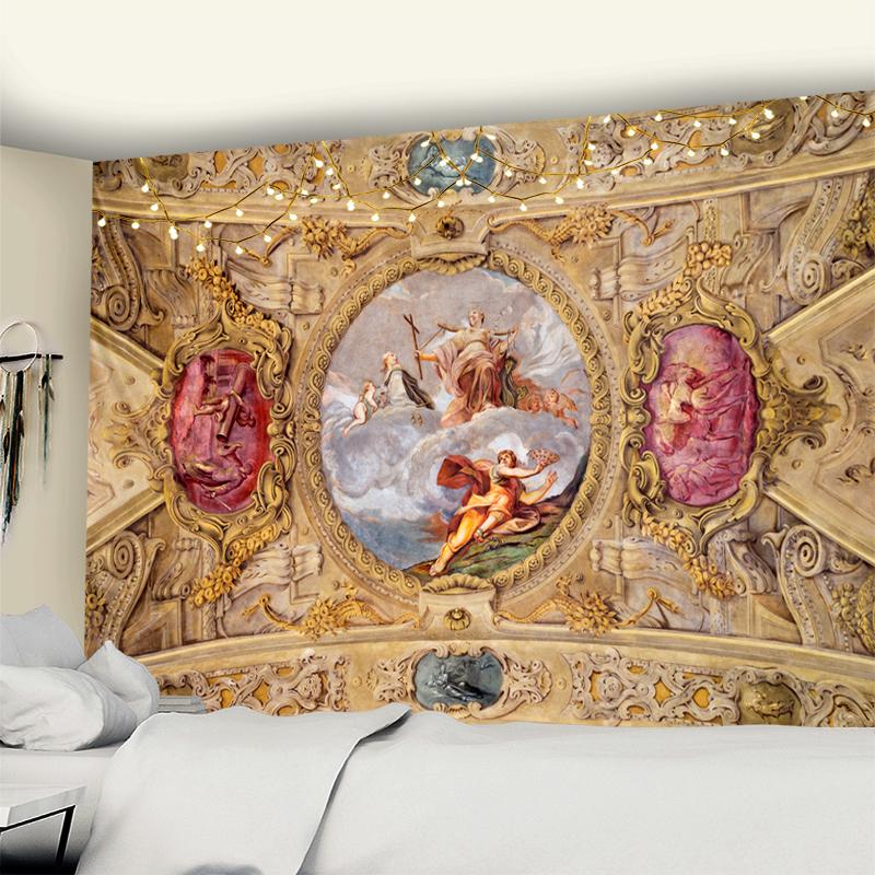 Резной Настенный Гобелен Настенный Ретро Богемный Печатный Полиэстер Спальный Коврик Спальня Декоративный Фон Ткань