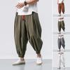 Весна Осень Мужские шаровары Шаровары Свободные завязывающиеся на шнурок эластичные карманы Глубокий шаговый шов с резинкой на щиколотке Однотонные спортивные брюки Повседневная одежда Спортивные брюки
