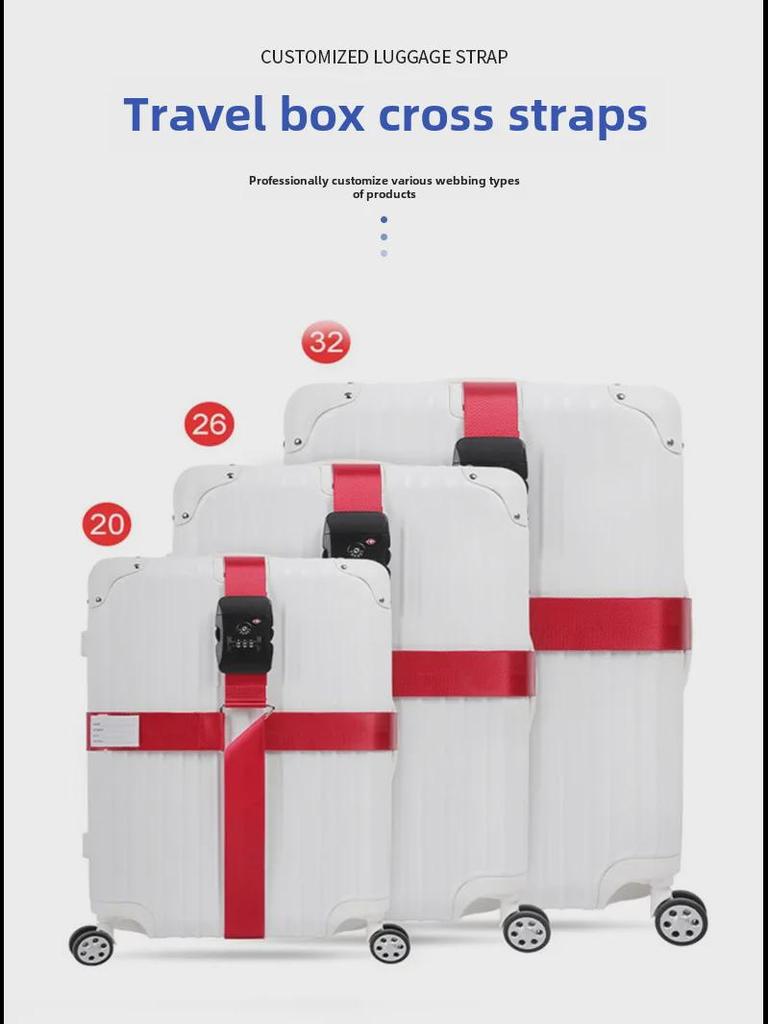 Explosion-Proof Suitcase Strap with Cross Strapping, Reinforcement Buckle, and TSA Lock