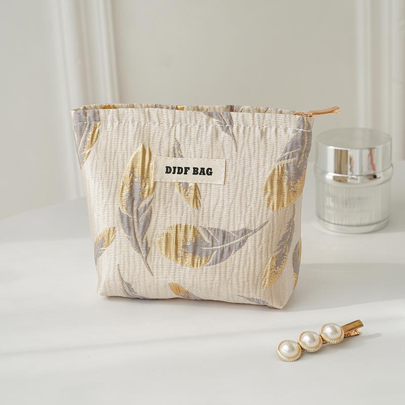 Маленькая женская косметичка с розовым цветком, двухслойная мягкая холщовая портативная сумка для хранения гигиенических салфеток, портмоне Ins Style