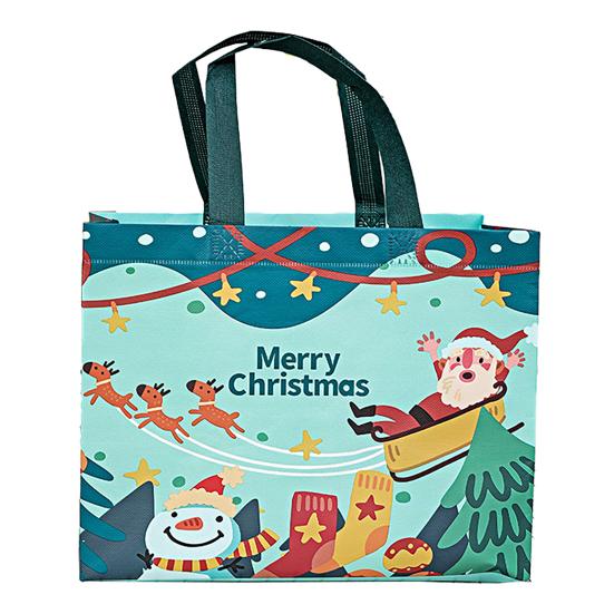 Рождественская сумка-тоут с ручками Нетканые подарочные пакеты Большие многоразовые Рождественские пакеты для покупок к Рождеству