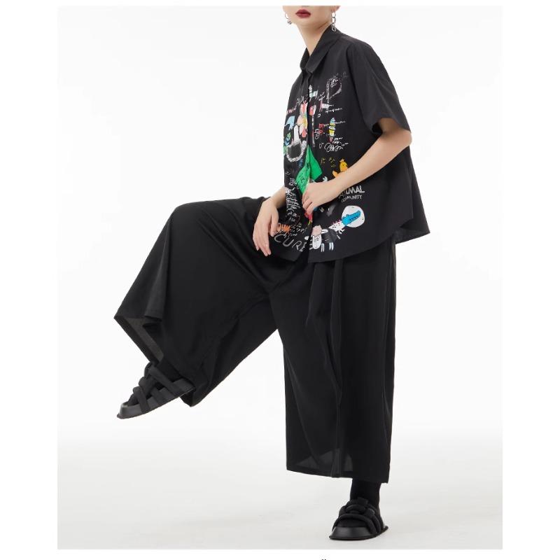 DIMANAF 2024 Плюс Размер Новая Летняя Стильная Блузка Винтаж Ретро Дизайн С Коротким Рукавом Красочный Принт Повседневная Рубашка Женская Свободная Рубашка Рубашка С Принтом