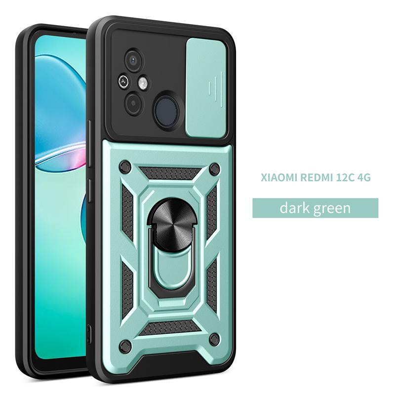 Для Xiaomi Redmi 12C чехол противоударный Armor Ring Holder телефонные чехлы для Xiaomi Redmi 12C 12 C Redmi12C Slide Lens Protective Cover