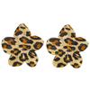 Temperament Leopard Print Geometric Flower Earrings for Women Ladies Vintage Metal Petal Drop Earrings Holiday Jewelry Wholesale