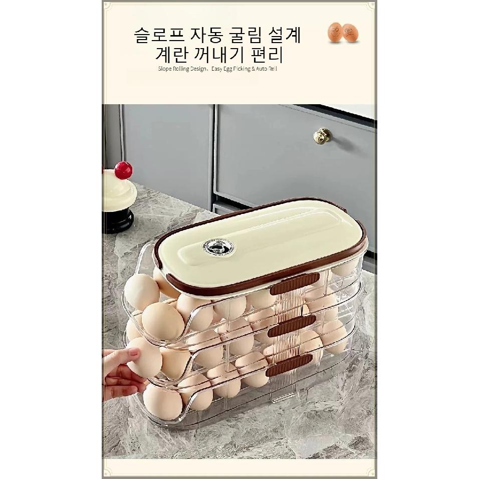 Food Grade PP & PET Egg Storage Box Handle Design Large Capacity Refrigerator Fresh Keeping Egg Container Kitchen Organizer