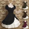 Womens Classic Lolita Drapery Patchwork Dress Ruffle Tiered 2 Pieces Dress Us