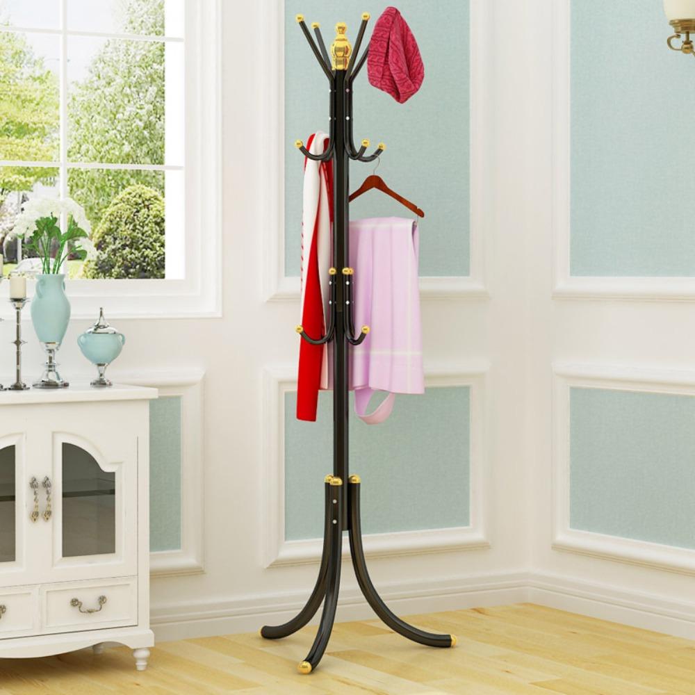 Vertical Coat Rack Floor Standing Space Saving Home Metal Material Clothes Rack Cloth and Hat Hangers Minimalist Clothes Hanger