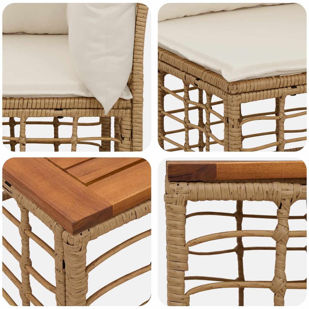 Outdoor Sofa Set 11 pcs. 10 Seater Natural and Cream White