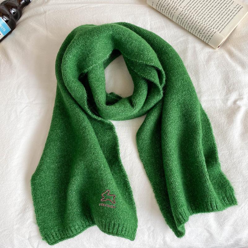 Red Embroidered Wool Scarf Female Rabbit Festive Autumn and Winter Versatile Imitation Cashmere Knitted Shawl
