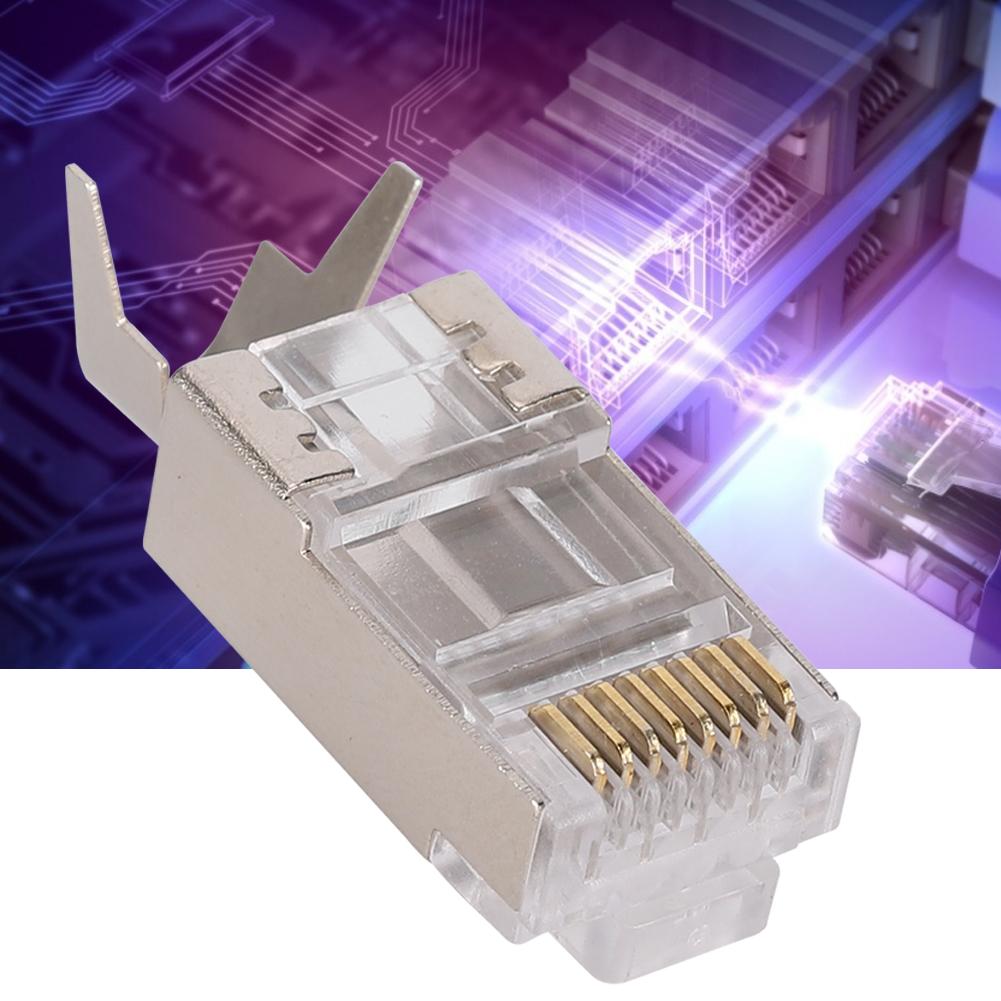 10 Pcs Shielded RJ45 8P8C CAT7 30GIP Communication Network Server Connectors Ethernet Cable RJ45