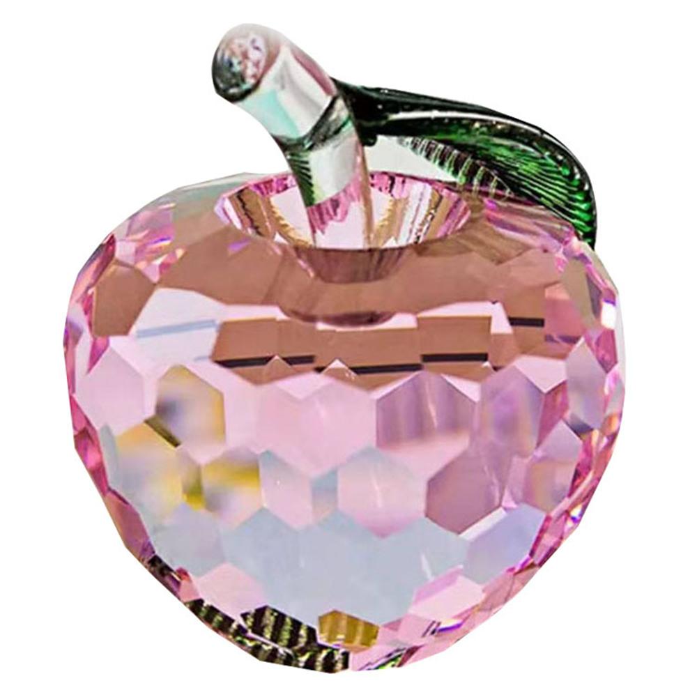 Crystal Apple Apple Figurines Sculptur Souvenir Ornaments Glass Fruit Apple Model Christmas Gift Home Decoration Accessory Gift