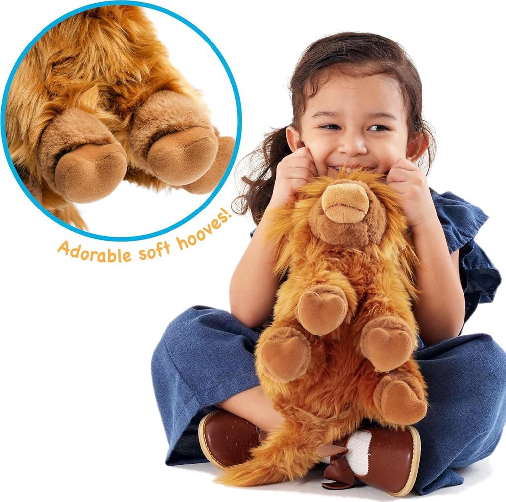 VIAHART Highland Cow Henry Plush Toy, Brown, Medium (Approx. 29cm), Fluffy Cow Plush Toy, Hand Washable, Gift Item