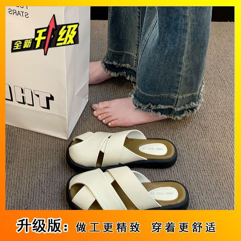 Ретро универсальные ленивые сандалии в стиле пустоши 2024 лето новая нишевая дизайнерская сумка на голову полушлепанцы женская обувь