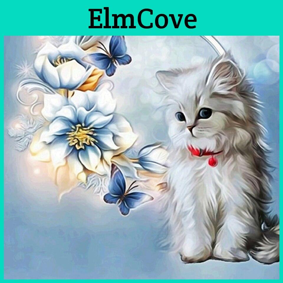 Diamond Full Painting 5d Diy Round Cartoon Animals Cat Cross Stitch Kit Embroidery Mosaic Art Picture Of Rhinestones Decor Gift