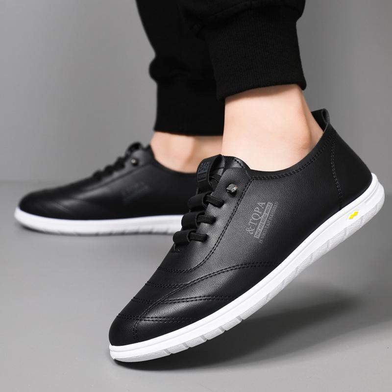 Осенние повседневные кожаные туфли на мягкой подошве мужские деловые повседневные туфли маленькие белые туфли British Tide Tower однопедальные мужские кожаные туфли Doudou