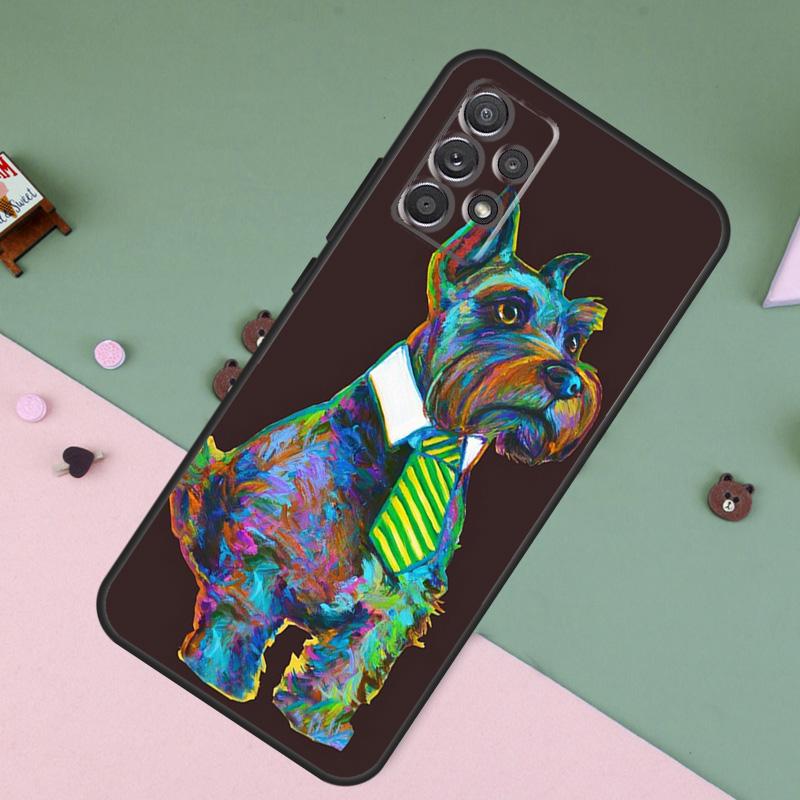 Cartoon schnauzer dog For Samsung Galaxy A26 A56 A36 A16 A22 A32 A52 A54 A14 A55 A35 A15 A53 A33 A13 A05 A06 Case