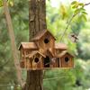 Wooden Bird House Creative Pastoral Outdoor Parrot Bird's Nest Villa-style Bird Feeder Courtyard Decoration Ornaments