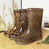 Women's Rain Shoes Wear African Leopard Print Medium Tube Rain Boots Water Boots Rain Shoes Women