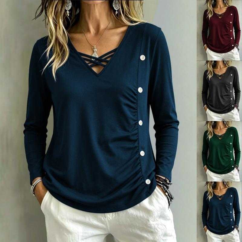 Women S V Neck Long Sleeve Loose Fit Casual Street Sweatshirt