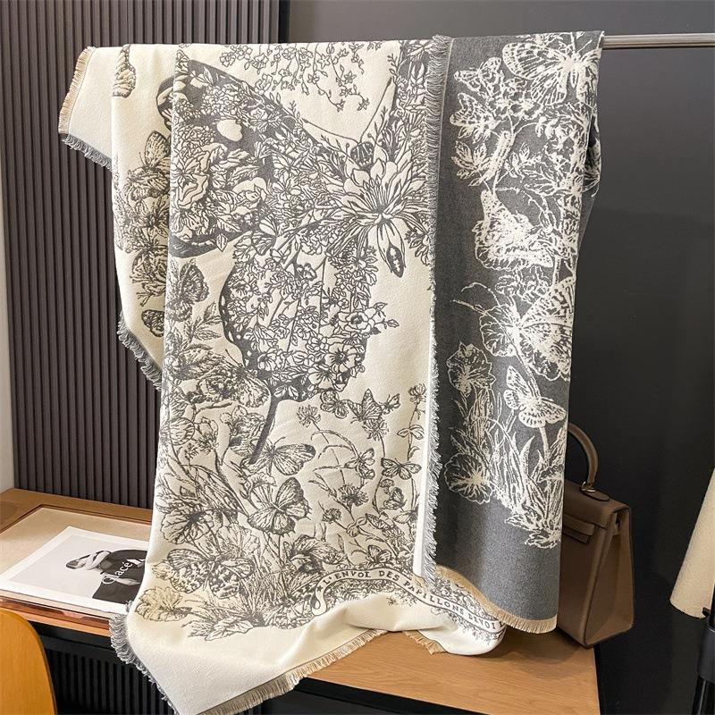 Shawl Women's New Winter Scarf Women's Large Square Scarf Double-sided Thermal Scarf Air Conditioner Shawl Travel