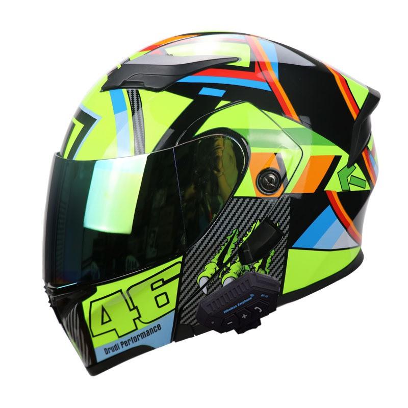 Full Face Motorcycle Helmet With Bluetooth Speaker Scooter Riders All Season Warm Winter ABS Shell M L XL