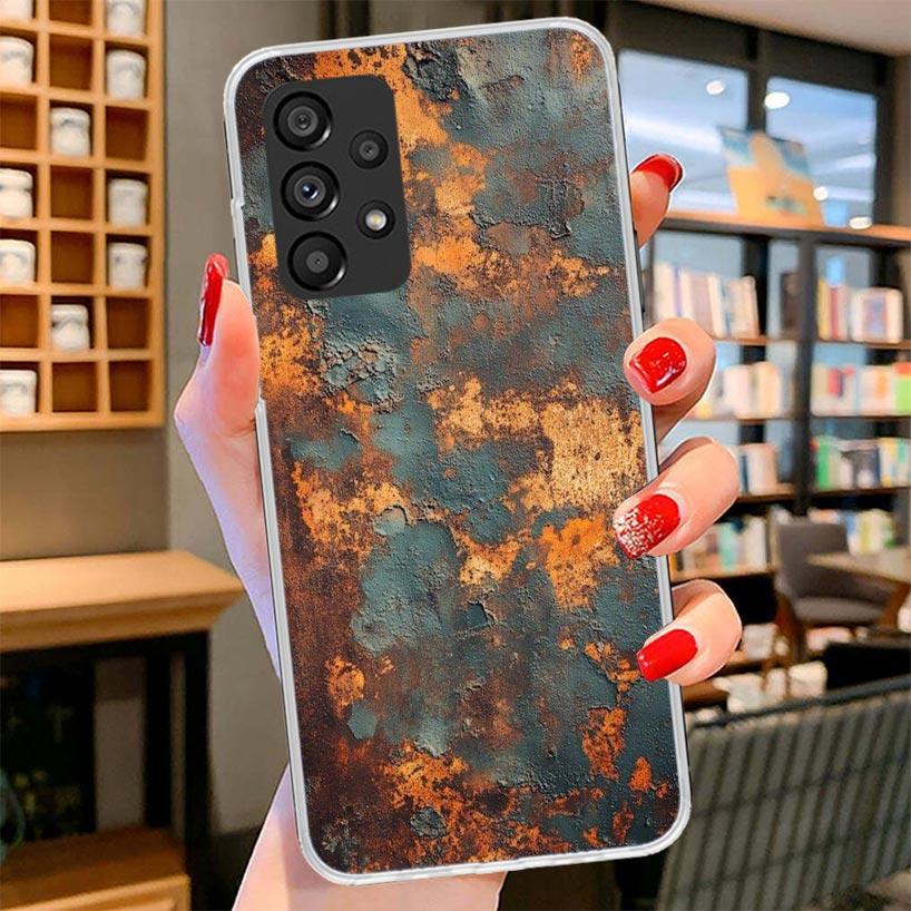 Vintage Industrial Style Rusty Pattern Phone Case For Samsung Galaxy A12 A22 A32 A52 A72 A02S Phone Case Note 20 Ultra 10 S10 Pl