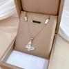 Light Luxury Butterfly Heart Zircon Pendant Necklace Stainless Steel Trendy Geometric Choker Jewelry Party Gifts For Women Girls