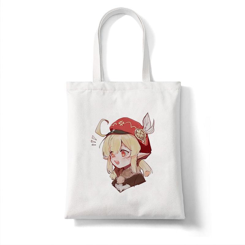 Холщовая сумка-шоппер Genshin Game Kawaii Аниме Сумки для покупок Сумки Сумка на плечо Повседневная сумка Женская эко-сумка большой емкости