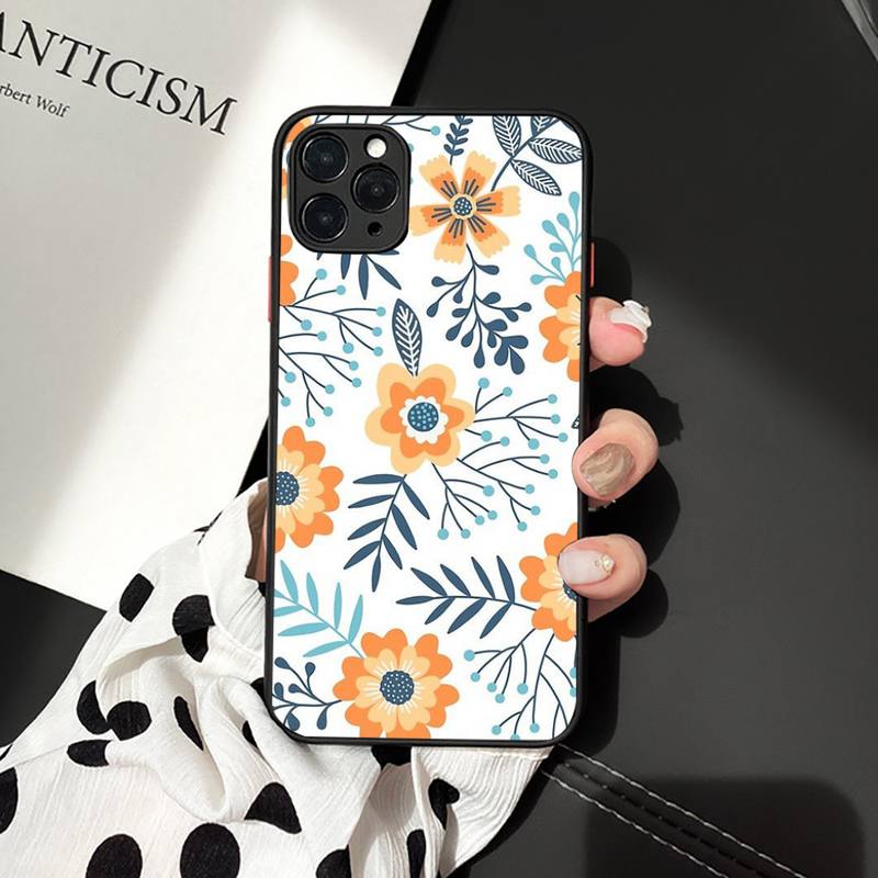Красивый чехол для телефона с рисунком цветов, матовый прозрачный для iPhone 7 8 11 12 plus mini x xs xr pro max