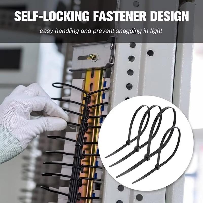 Self-locking Plastic Nylon Cable Ties Cord Ties Straps Adjustable Cables Fastening Loop Home Office Wire Zip Ties