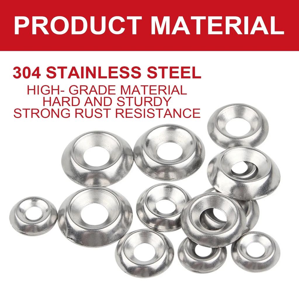 VKKM - #6/# 8/# 10/# 12 Conical solid countersunk gasket, concave convex conical gasket, 160/320 pieces of 304 stainless steel