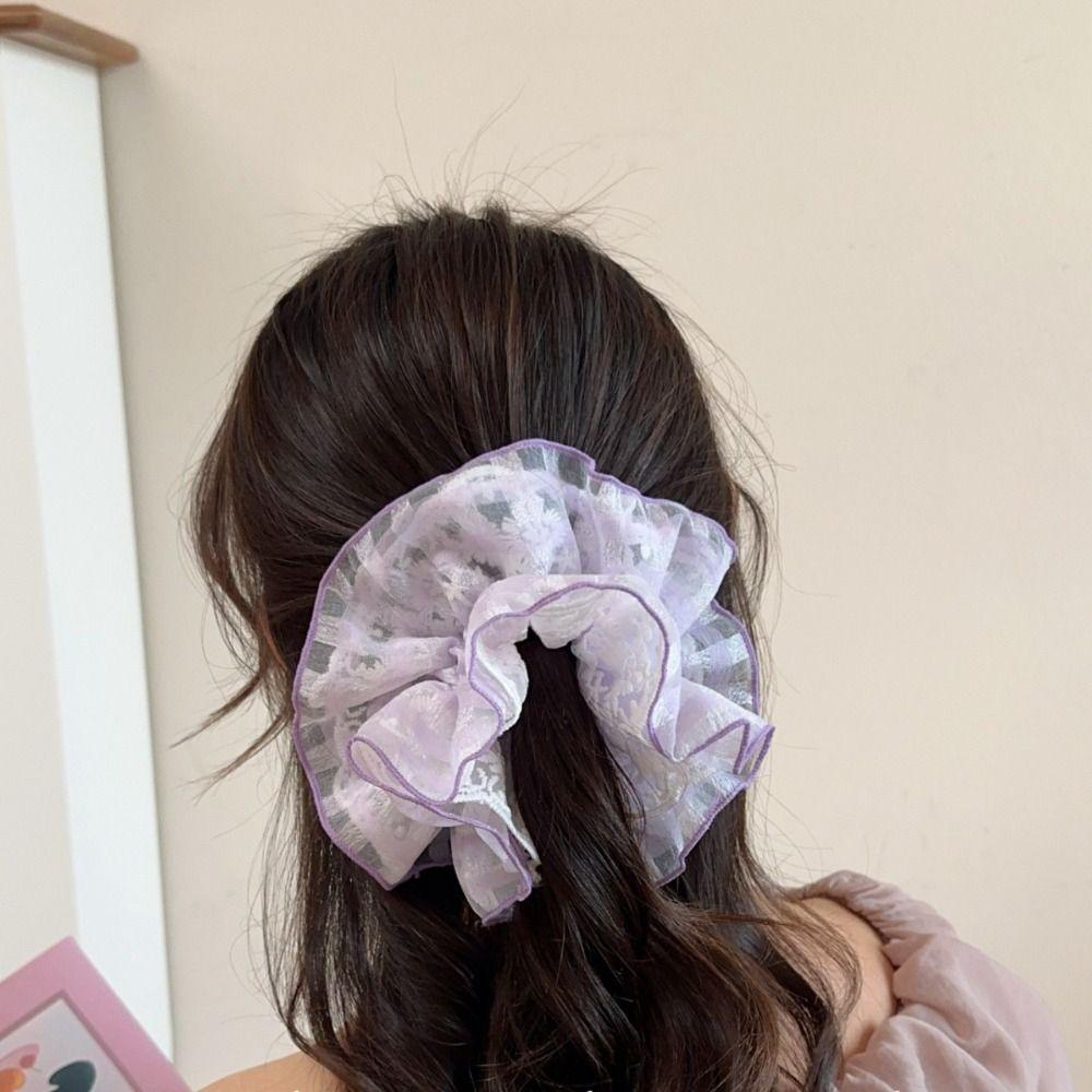 Double Layer Women Hair Scrunchies Embroideried Oversized Hair Ropes Fashion Lace Scrunchies Girls