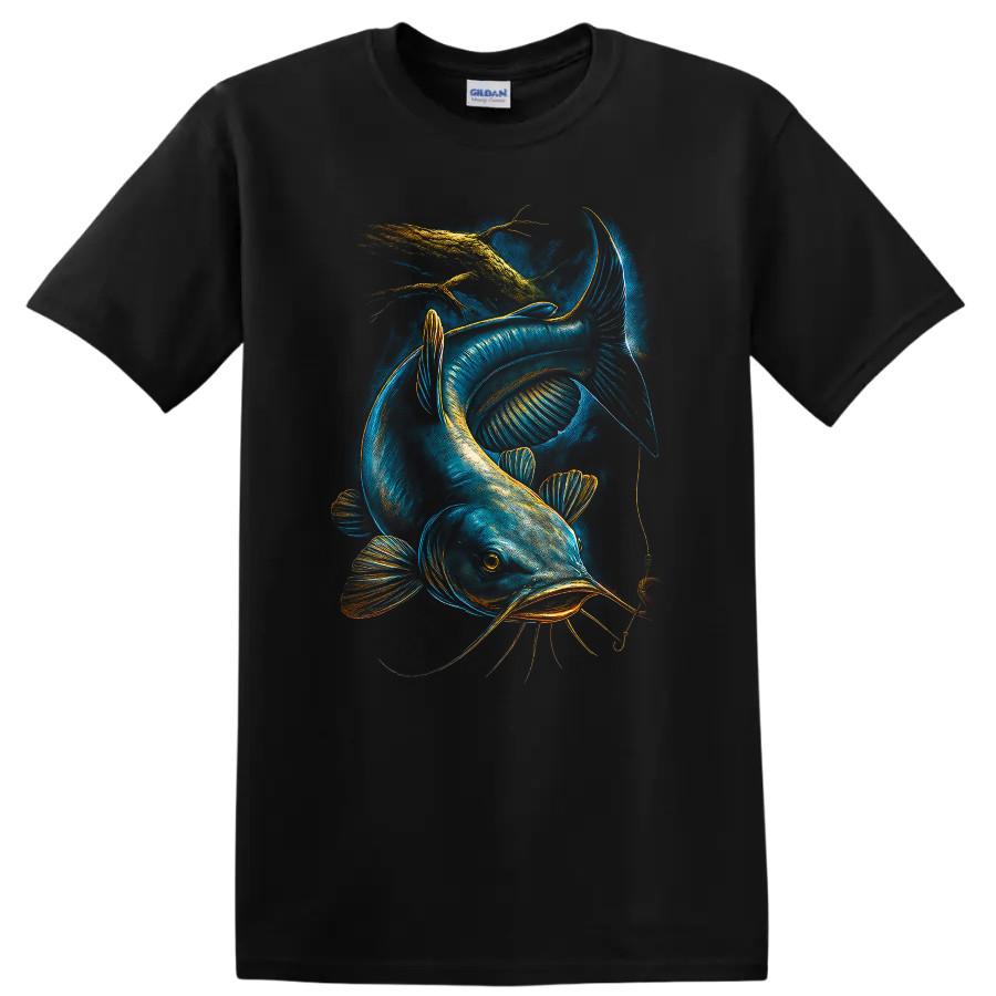 Fishing Catfish Graphic T Shirt for Anglers and Fishermen Unique Artwork Tee