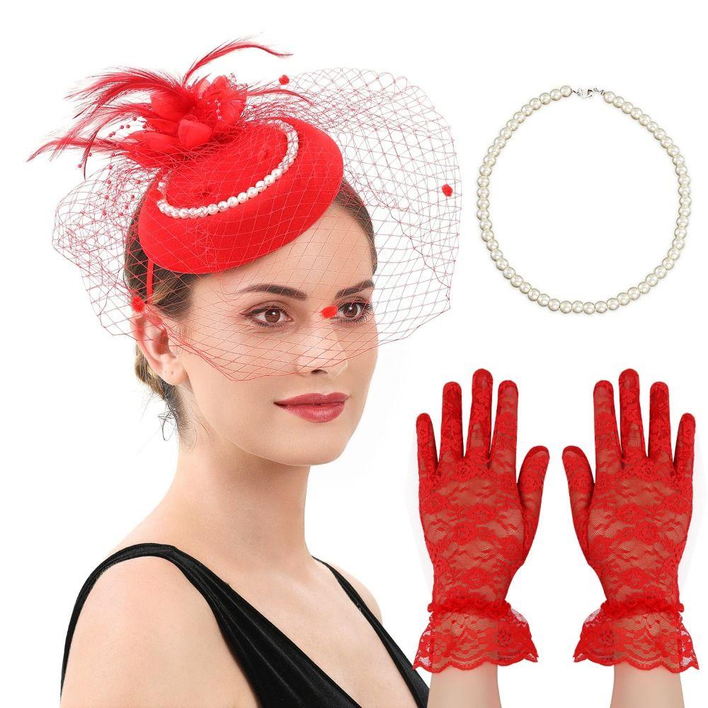 Pearl Vintage Fascinator Hat Exquisite Masquerade Hair Band Retro Bride Headdress Photography