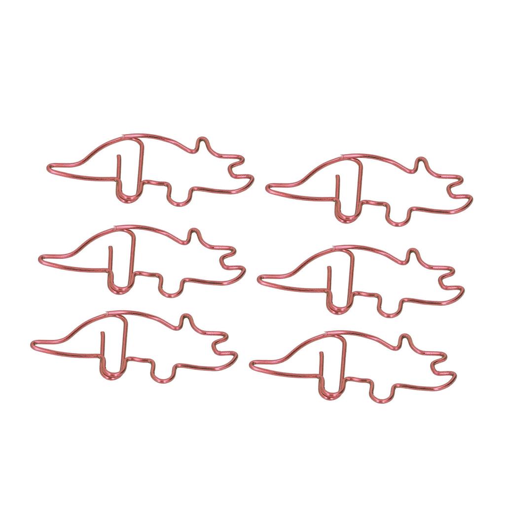 100 шт. Форма скрепок для бумаги, красная форма трицератопса, металлический гальванический процесс, светильник, портативный офисный C