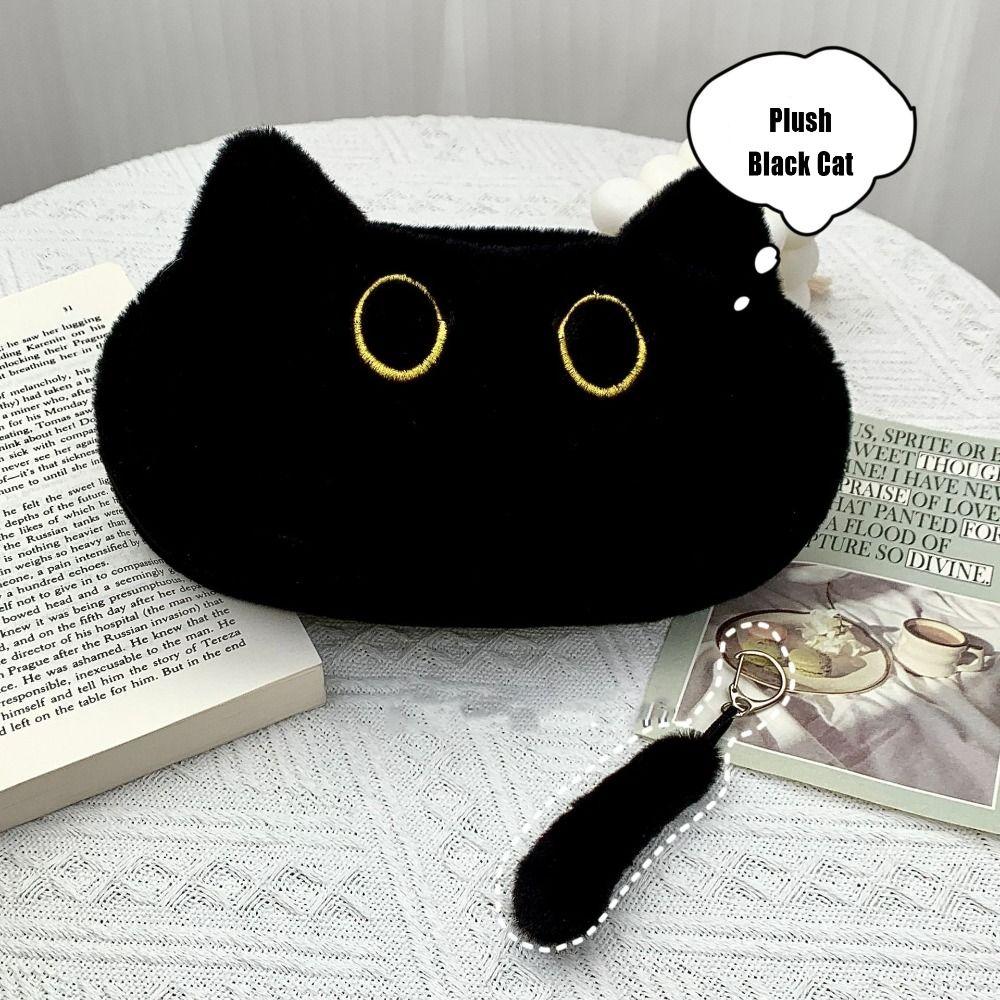 Black Cat Pen Bag Plush Pen Box High Quality Stationery Bag School Office