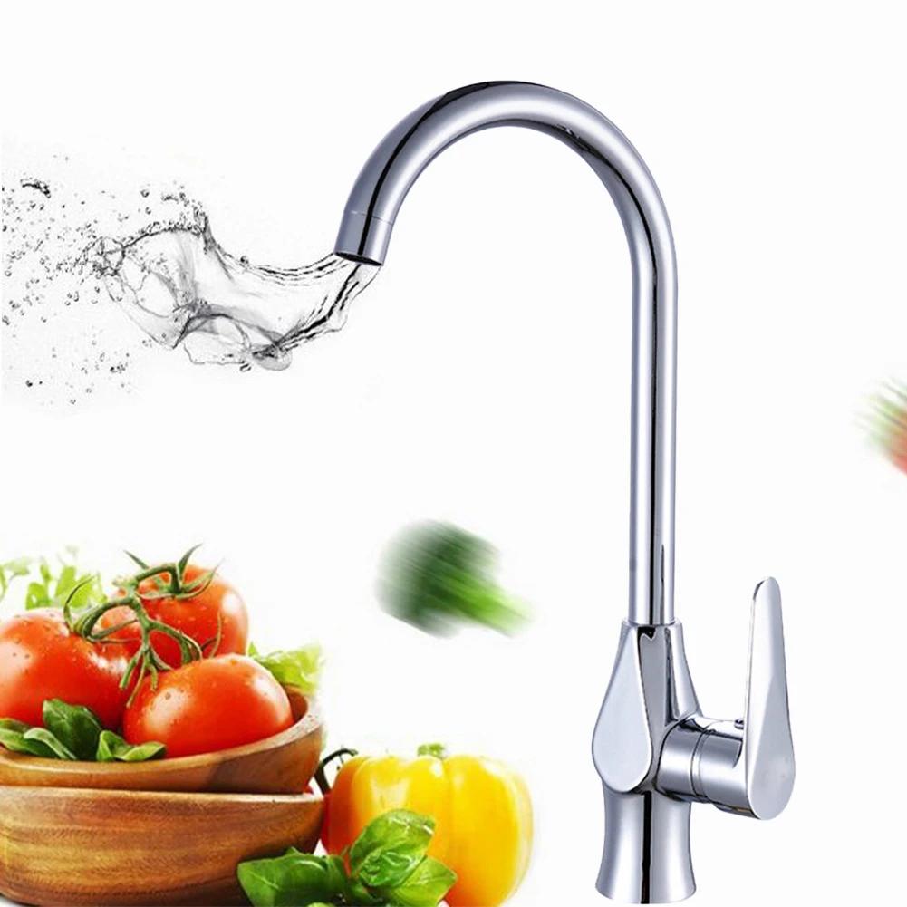 Durable Tap Kitchen Faucet Brass Base Chrome Cold Hot Mixer Easy To Operate Modern Design Plated Polished Steel Body