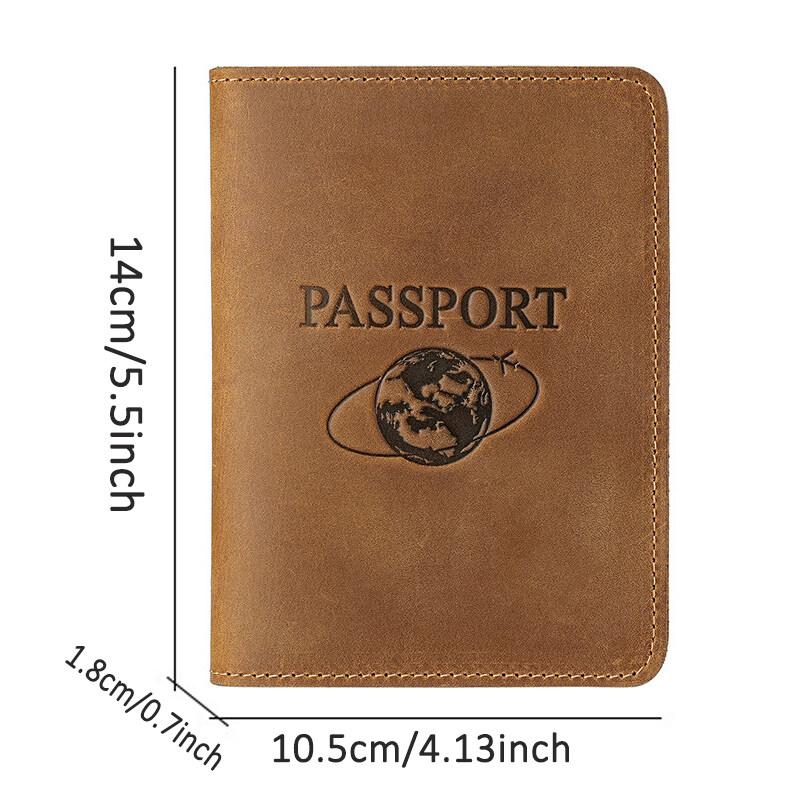 Durable Crazy Horse Leather Passport Cash Card Holder Integrated Boarding Pass Airplane Ticket Book Protective Cover