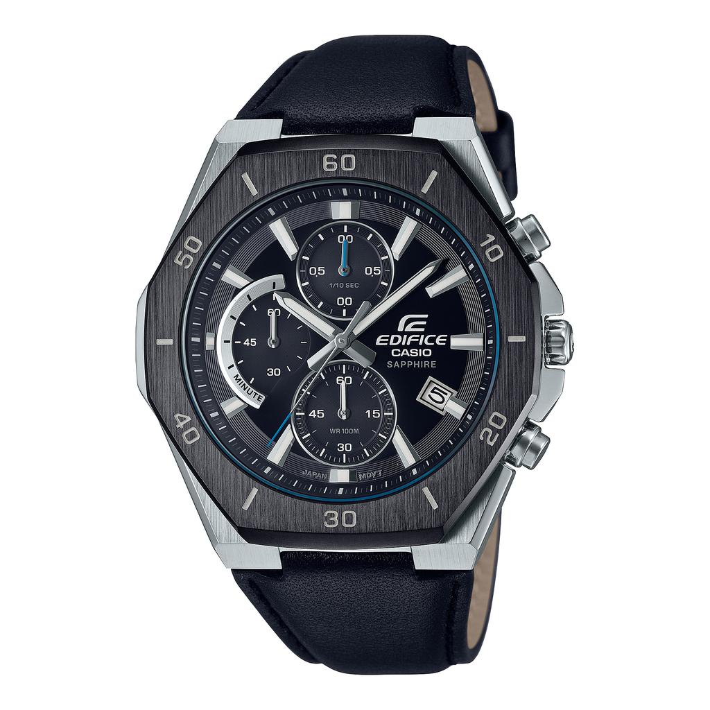 Casio Мужские аналоговые кварцевые часы EFB-680BL-1AV из нержавеющей стали, водонепроницаемые до 100 м