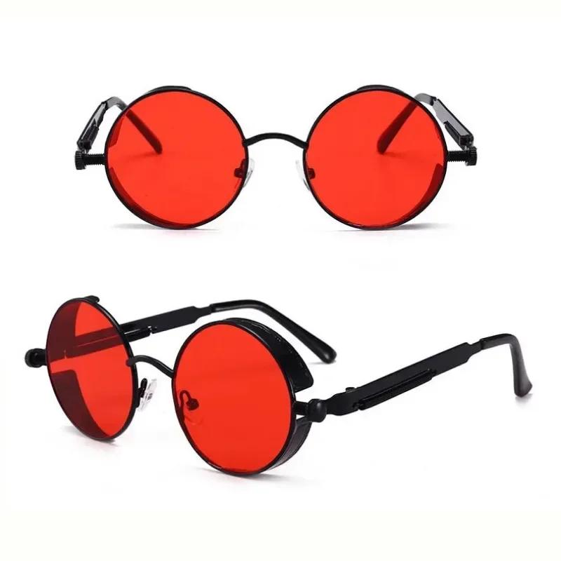 Круглые Металлические Панк Солнцезащитные Очки Стимпанк Мужские Женские Модные Светоотражающие Очки Дизайнерские Брендовые Ретро Винтажные Солнцезащитные Очки Уф400