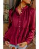 Azura Exchange Рубашка с круглым вырезом цвета бордового вельвета с оборками и пуговицами