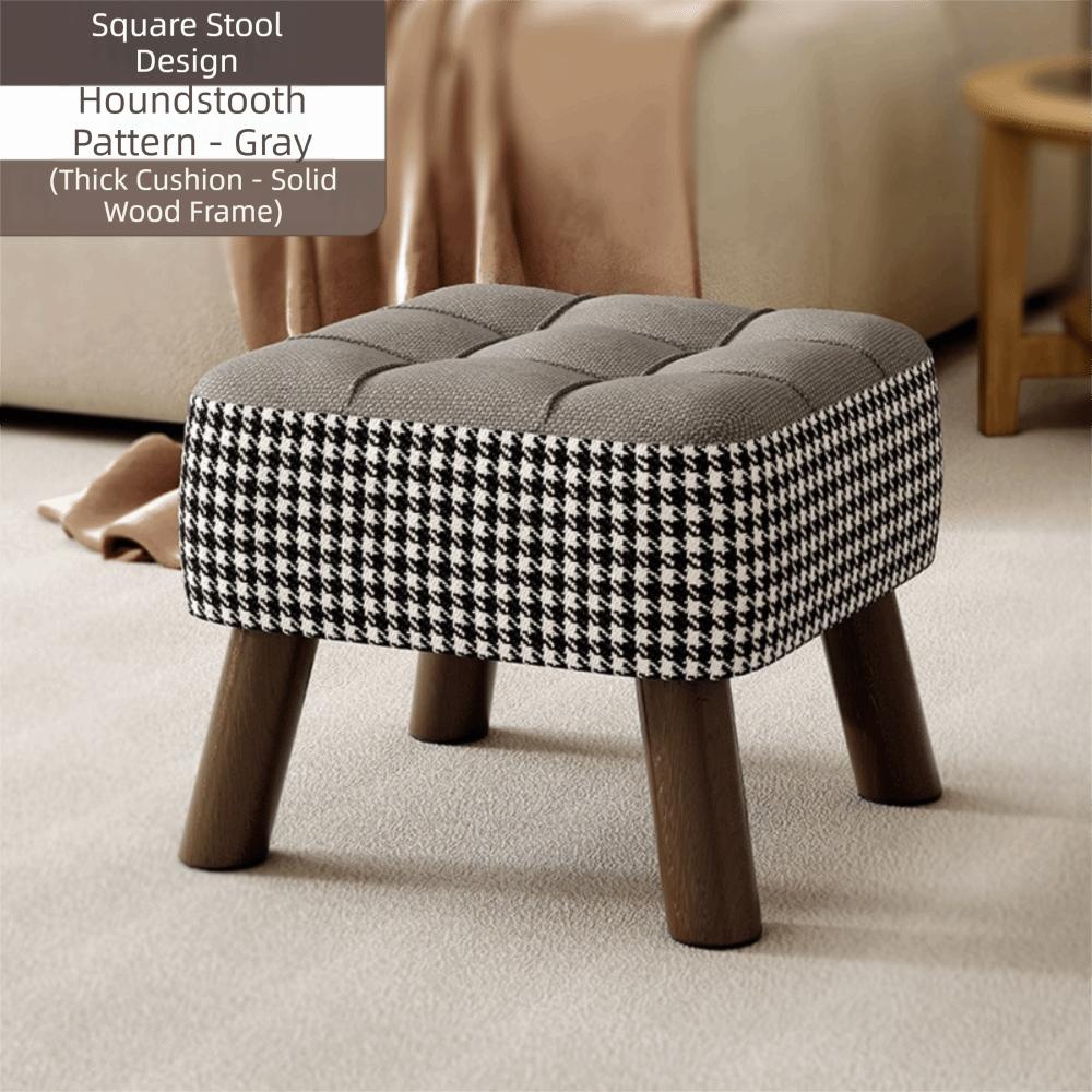 Soft Upholstered Seat Ottoman Compact Design Soft Pack Stool Shoe Changing Stool Living Room