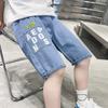Teenage Boys Denim Shorts Summer Letter Printed Soft Trousers for Kids Children Casual Pants