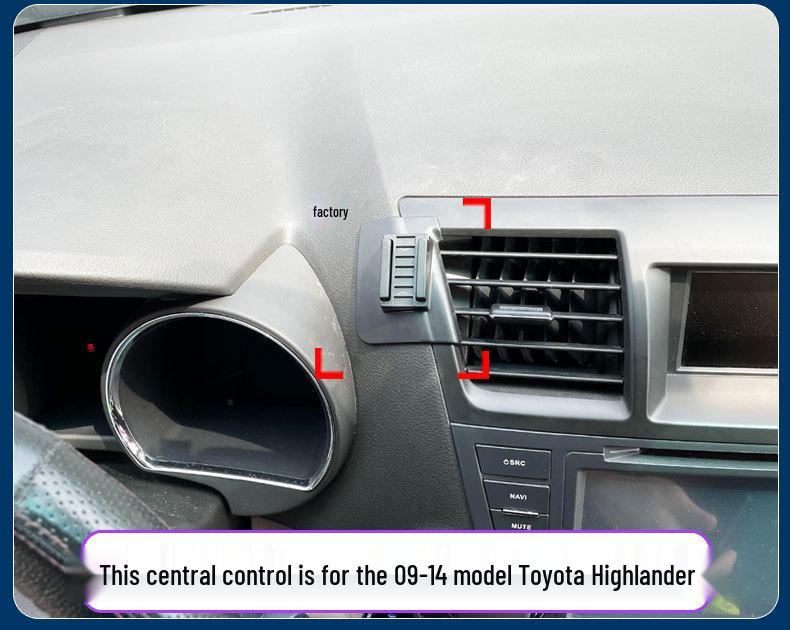Держатель для телефона для Toyota Highlander 2009-2023: Крепление в вентиляционное отверстие с кронштейном для навигации