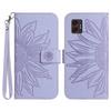 For Samsung Galaxy XCover7 Pro Case Sunflower Imprint Leather Wallet Phone Cover with Wrist Strap