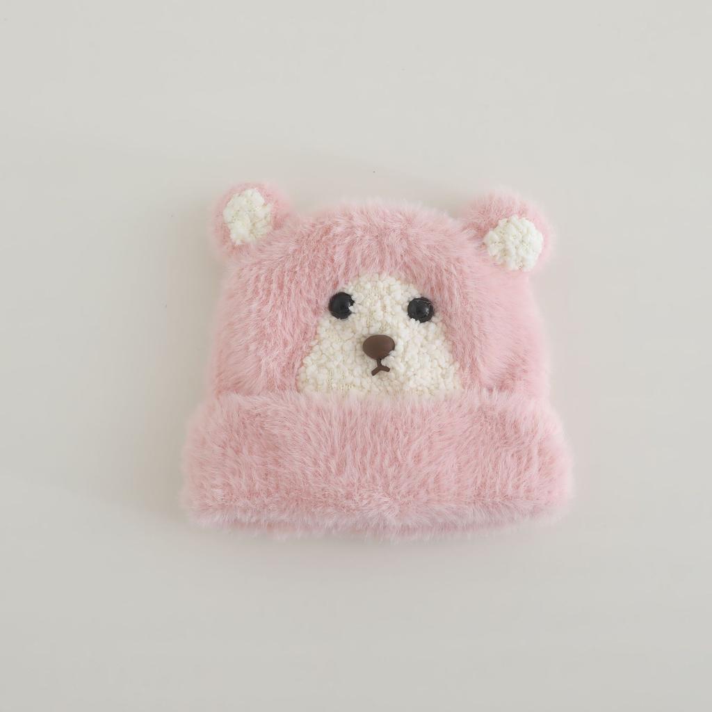 Милая Милая Кукла Медведь Плюшевая Шапка для Женщин на Осень и Зиму Новая Теплая и Утолщенная Шапка-Пуловер, Подчеркивающая Маленькое Лицо