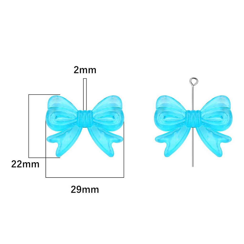 4Pcs Plastic Acrylic Shiny Color Butterfly Bowknot Bows Beads Charm for Necklace Bracelet Earring Hair Ornaments Making DIY Jewelry Accessories